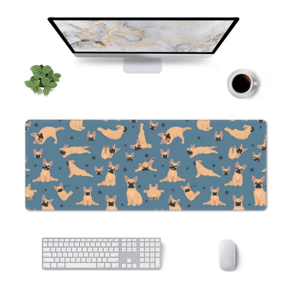 Xecao French Bulldog Yoga for Mouse Pad - Waterproof Extended Contour Mouse Mat, Large Gaming Mousepad Laptop Keyboard Mat with Non-Slip Rubber Base