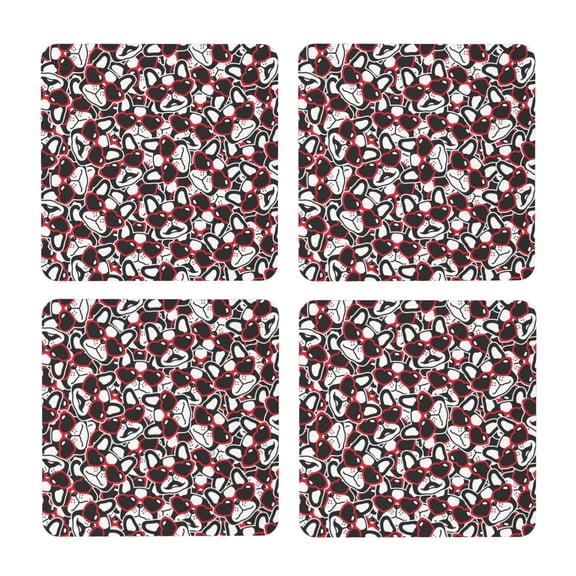 Xecao French Bulldog1 for MDF Cork Coaster 4 Pcs,Drink Coasters,Suit for House Warming Gifts New Home ,Coffee Table Decor-Square