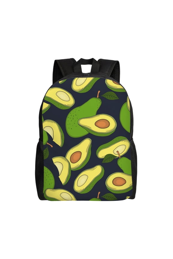 Fresh Avocado Print School Backpack with Laptop Compartment Small Travel Laptop Backpack for Women Men Waterproof College Backpack Simple School Bag
