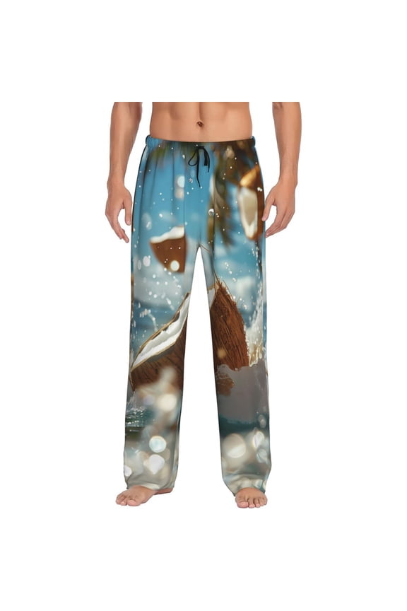 Fresh Coconut Splash Print Men's Straight Lounge Pajama Pants - The Ultimate in Comfortable Sleepwear-Medium