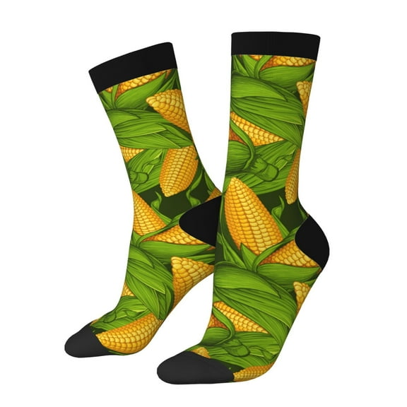 Xecao Fresh Corn 1 Pattern Sport Socks for Women and Men Crew Socks Sporty Calf Socks Casual Socks
