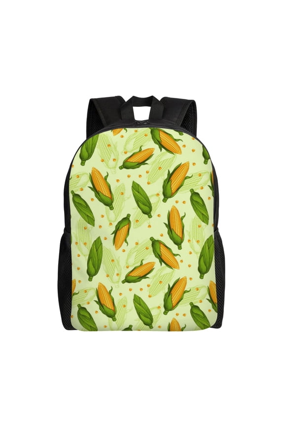 Fresh Corn Print School Backpack with Laptop Compartment Small Travel Laptop Backpack for Women Men Waterproof College Backpack Simple School Bag