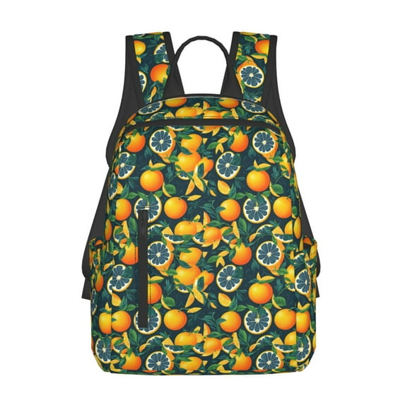 Xecao Fresh Orange print Backpack For women men Aesthetic Lightweight Travel Daypack Simple Cute Backpack For Bookbag