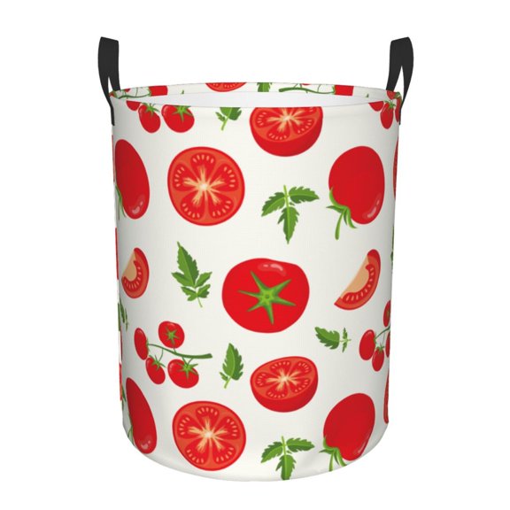 Xecao Fresh Red Tomato Print Laundry Hamper Basket,designed for Blanket Storage and Nursery Clothes in the Bedroom