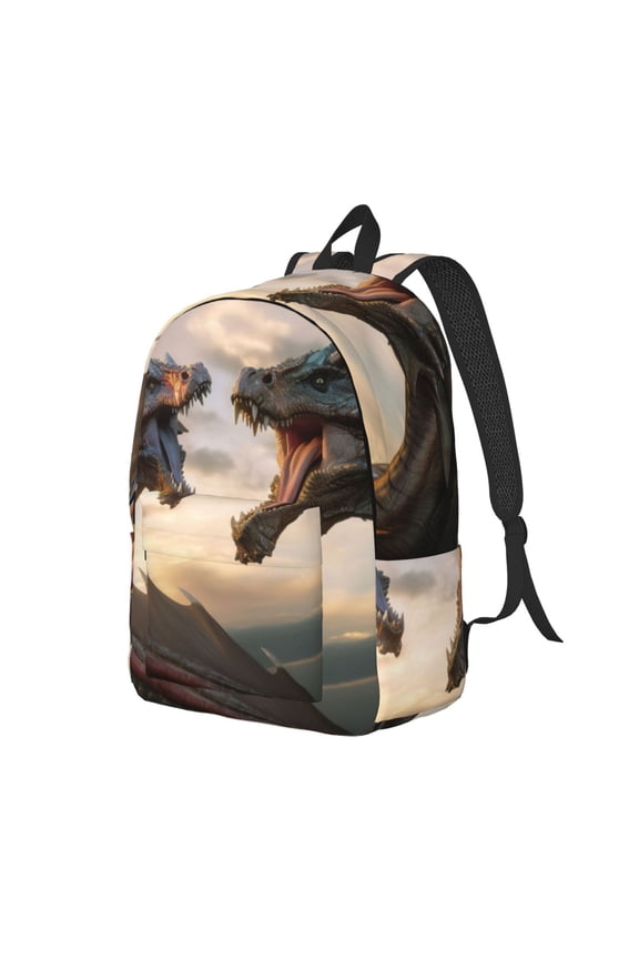 Friendship Dragon Canvas College Laptop Backpack, a durable rucksack designed for both men and women, ideal for travel, school, and daily use-Small