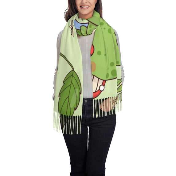 Xecao Frog Amanita Mushroom Pattern Womens Winter Scarf Fall Scarf Oversized Large Scarf for Women Warm Shawl Wrap