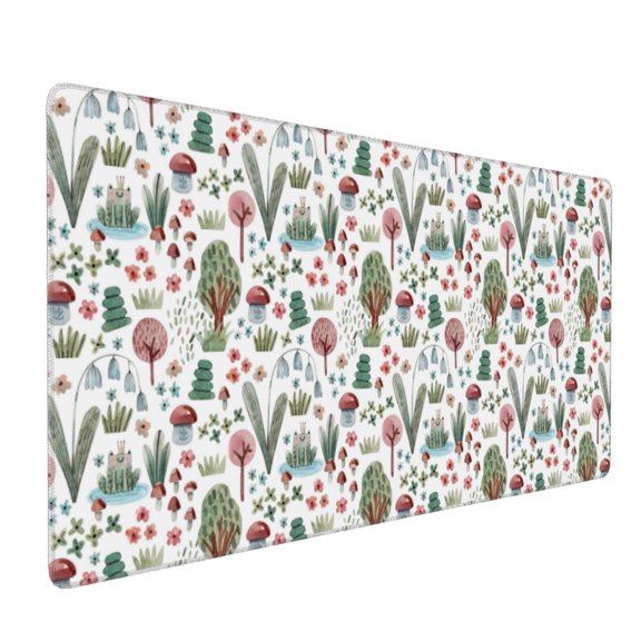 Xecao Frog and Forest Plants Print Large Mouse Pad, 16x35.5in Mousepad, Professional Non-Slip Rubber Base Big Mouse Pad, Mouse Pad for Gaming & Office Full Desk Mouse Pad
