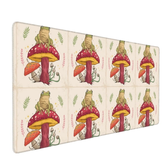 Xecao Frog Sitting On Mushroom Print Large Mouse Pad, 16x35.5in Mousepad, Professional Non-Slip Rubber Base Big Mouse Pad, Mouse Pad for Gaming & Office Full Desk Mouse Pad
