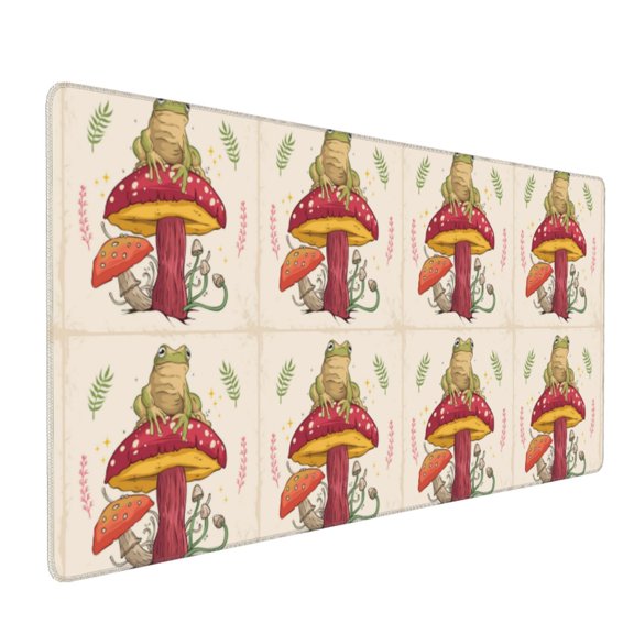 Xecao Frog Sitting On Mushroom Print Large Mouse Pad, 16x35.5in Mousepad, Professional Non-Slip Rubber Base Big Mouse Pad, Mouse Pad for Gaming & Office Full Desk Mouse Pad