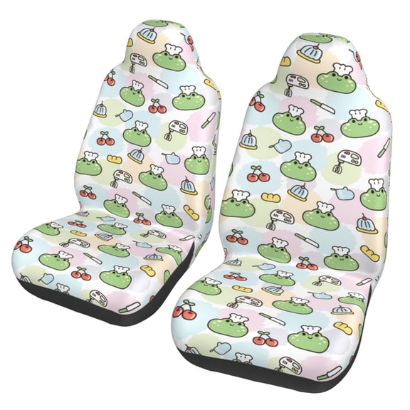 Xecao Frog Wear Chef Hat Print Car Seat Cover in That Fits Most Cars, Vans, SUVs, and Trucks.