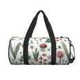 thumbnail image 1 of Xecao Frog and Forest Plants print Round Travel Duffel Bag is a foldable gym bag with an inner pocket, perfect for travel sports, 1 of 8