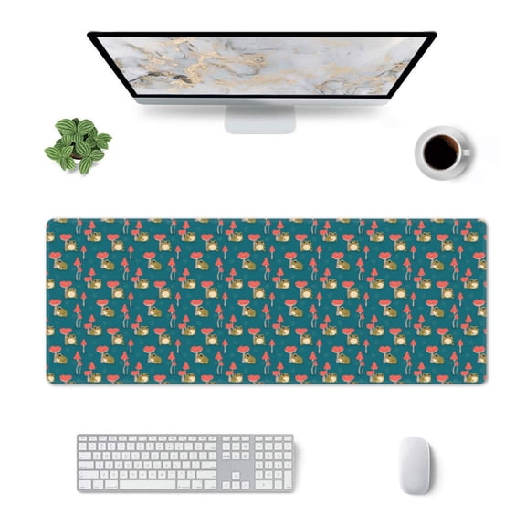 Xecao Frog and Mushrooms for Mouse Pad - Waterproof Extended Contour Mouse Mat, Large Gaming Mousepad Laptop Keyboard Mat with Non-Slip Rubber Base