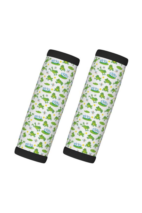 Frogs Jumping Print 2 Pack Luggage Handles Wrap Grips Identifiers Bright Luggage Markers, Unique Travel Essentials,Bright Luggage Markers