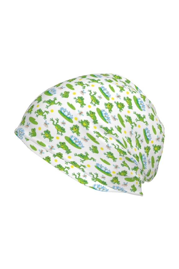 Frogs Jumping Print Knit Hat,Winter Beanie for Men Women, Beanie Soft Warm Ski Stocking Cuffed Cap