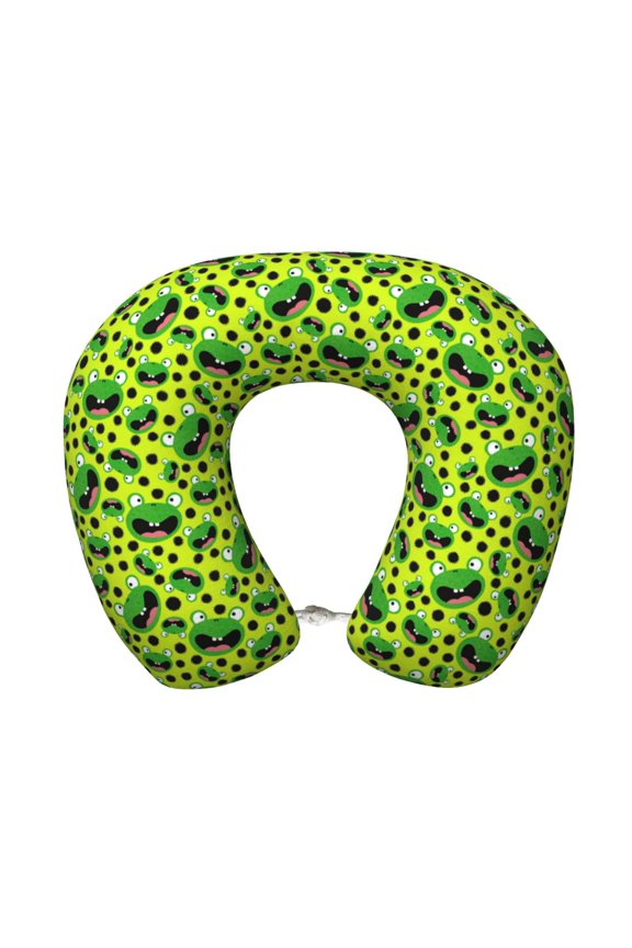 Frogs Print Memory Foam Cervical Neck Pillow Versatile U-Shaped Pillows for Home,Office,Camping,Travelling,Soft Washable Cover