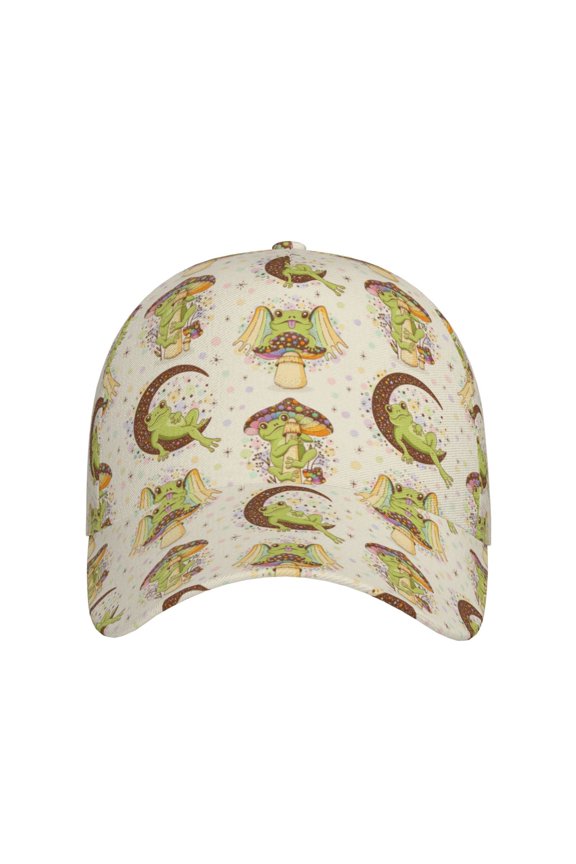 Frogs for Baseball Cap: Unisex, crafted from classic polyester twill fabric, featuring a soft unconstructed design