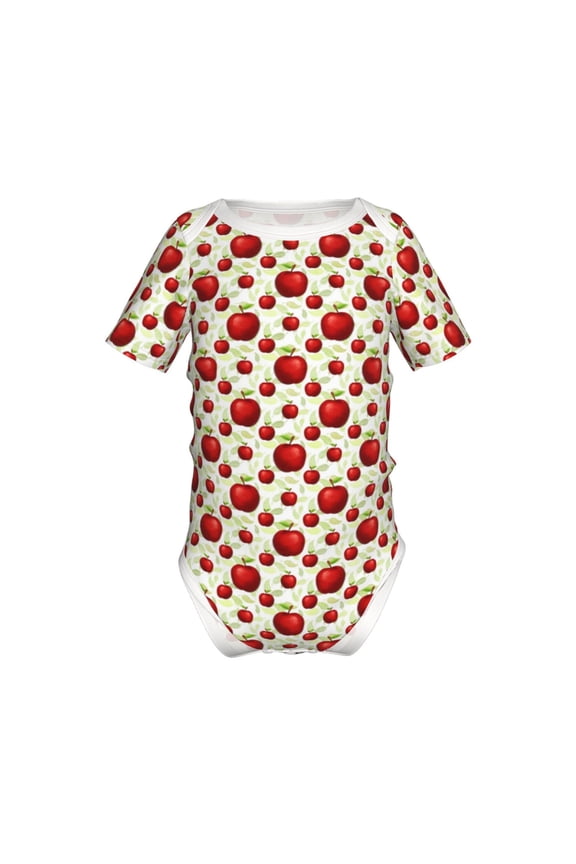 Fruit Apples Pattern Baby Climbing Bodysuit Short Sleeve Onesie Unisex 0-12 Months Baby Shirt Newborn Outfits Crotch snap design-12 Months