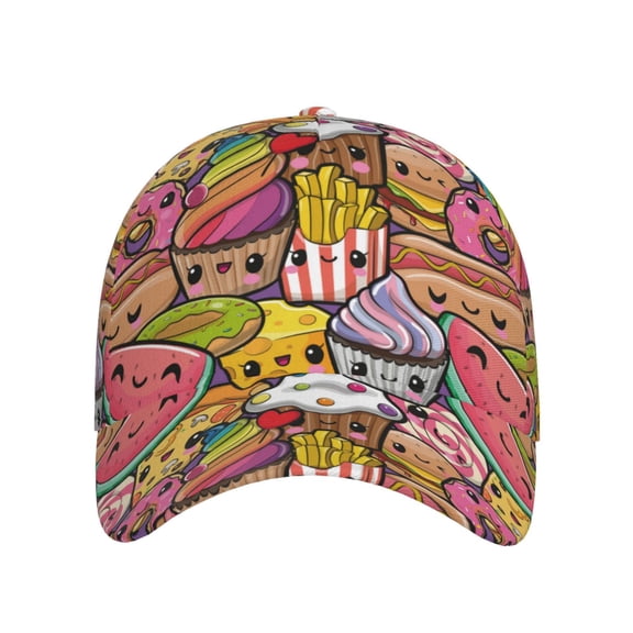 Xecao Fruit-Flavored Ice-Cream for Baseball Cap: Unisex, crafted from classic polyester twill fabric, featuring a soft unconstructed design