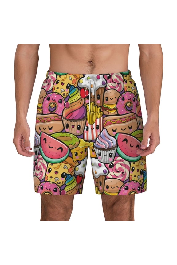 Fruit-Flavored Ice-Cream for Men's Swimming Trunks Swim Trunks Quick Dry Swim Shorts with Mesh Lining Funny Swimwear Bathing Suits
