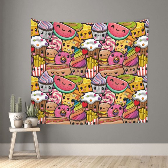 Xecao Fruit-Flavored Ice-Cream patten Tapestry 60x51 Inches Wall Hanging Poster Tapestry for Living Room Bedroom Home Decor