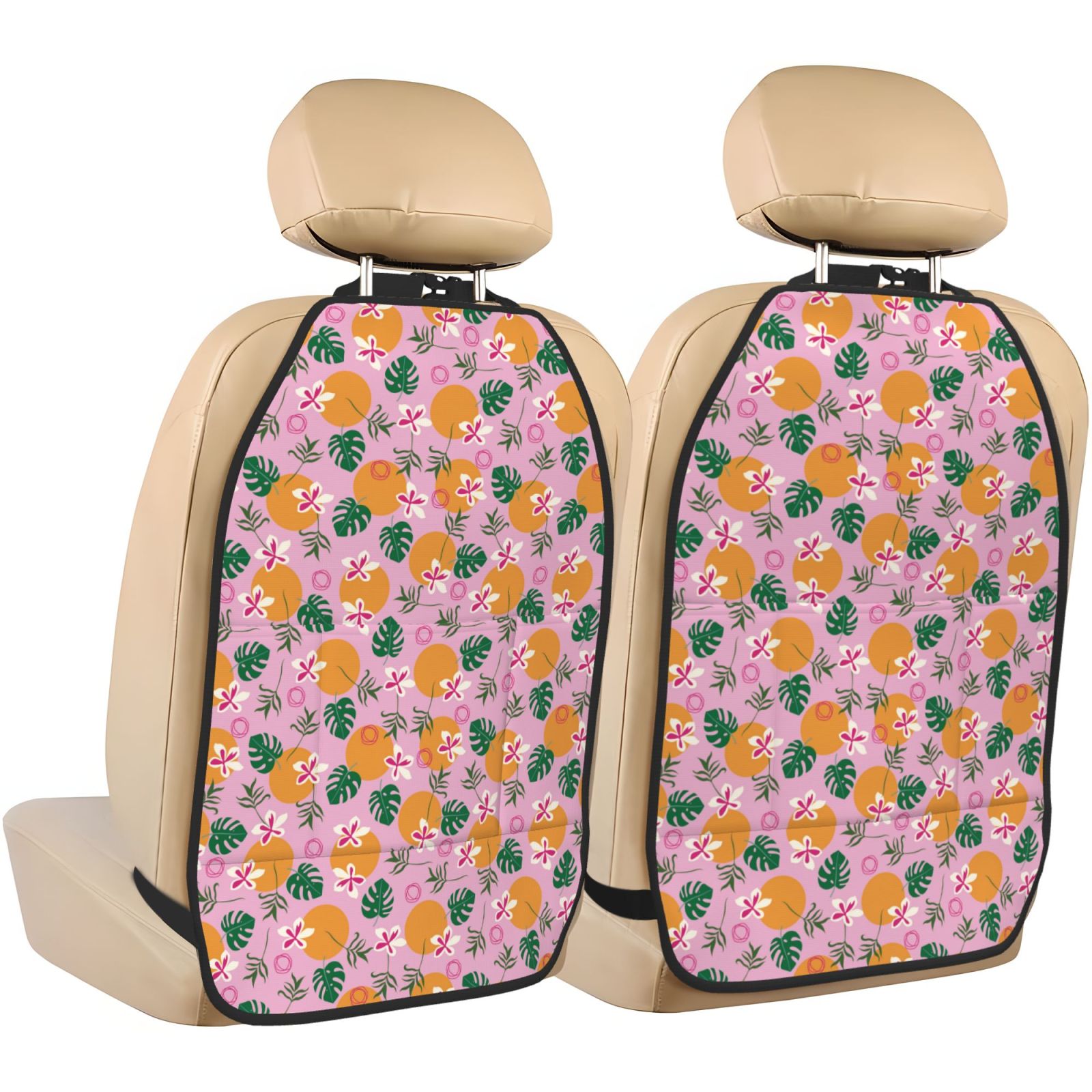 Xecao Fruit Pattern Car Seat Back Protector 2 Pack Large Capacity Pocket, Kick Mats Back Seat Protector