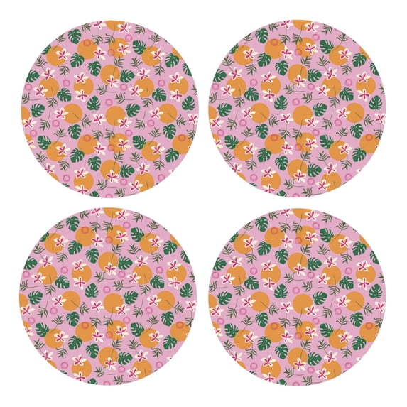 Xecao Fruit for MDF Cork Coaster 4 Pcs,Drink Coasters,Suit for House Warming Gifts New Home ,Coffee Table Decor-Round Shape