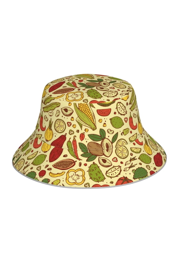 Fruits And Vegetables Print Men and Women Night Reflective Hat Runner Cap Visor Bucket Hat Boonie Cap