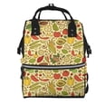 thumbnail image 1 of Xecao Fruits And Vegetables print Large Capacity Nappy Bag is a multi-functional waterproof travel backpack, perfect as a nursing bag or mummy backpack for women, 1 of 6