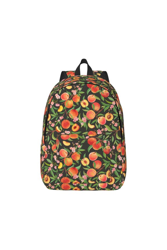 Fruits Peach for Canvas College Laptop Backpack, Durable Rucksack Travel Notebook Bag School Backpack Book Bag for Men Women
