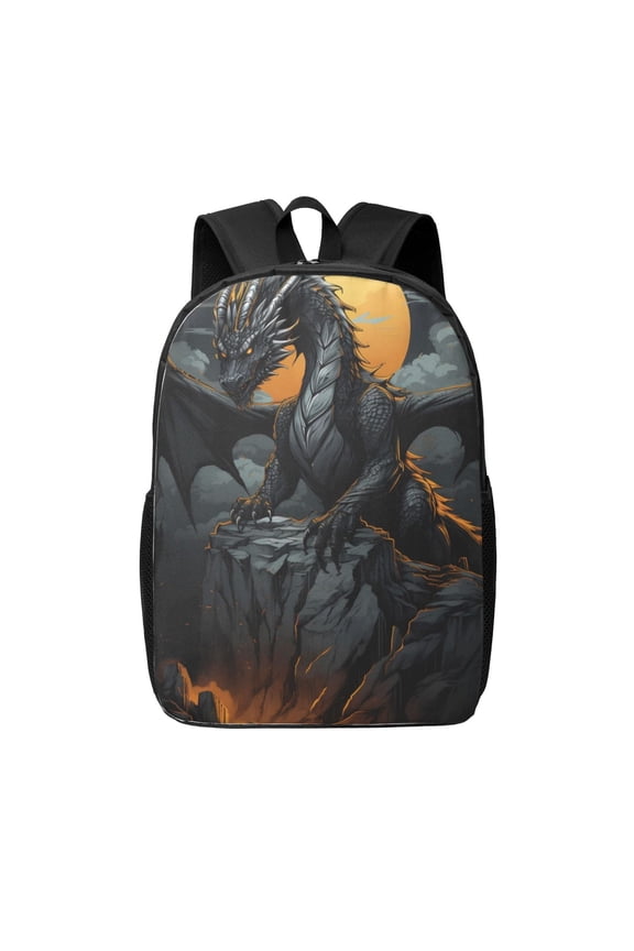 Full Moon Black Dragon print Travel Backpack, Large Computer Backpack for Men Women, College School Rucksack Book Bag