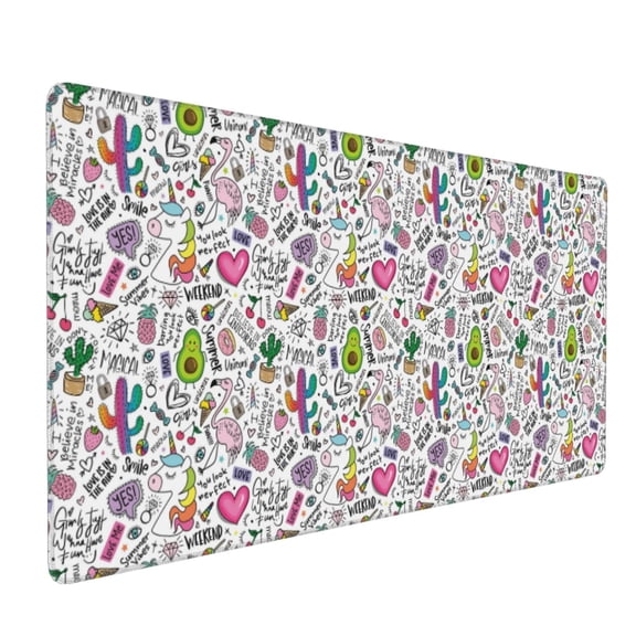 Xecao Fun Animal with Unicorn Print Large Mouse Pad, 16x35.5in Mousepad, Professional Non-Slip Rubber Base Big Mouse Pad, Mouse Pad for Gaming & Office Full Desk Mouse Pad