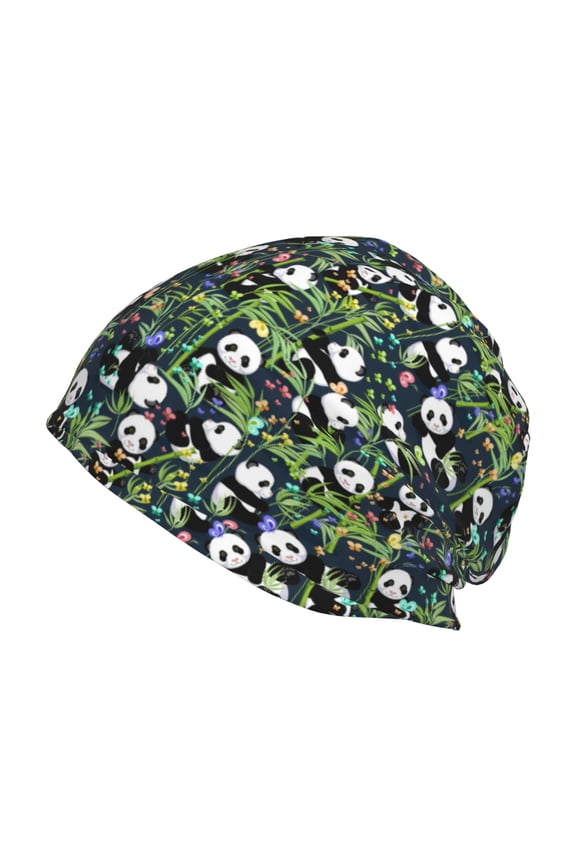 Fun Panda Playing With Bamboo Leaves Print Knit Hat,Winter Beanie for Men Women, Beanie Soft Warm Ski Stocking Cuffed Cap