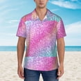 thumbnail image 1 of Xecao Fun Rainbow Pink print Hawaiian shirt - a stylish short-sleeve button-down for men, perfect for casual beach and tropical outings., 1 of 9