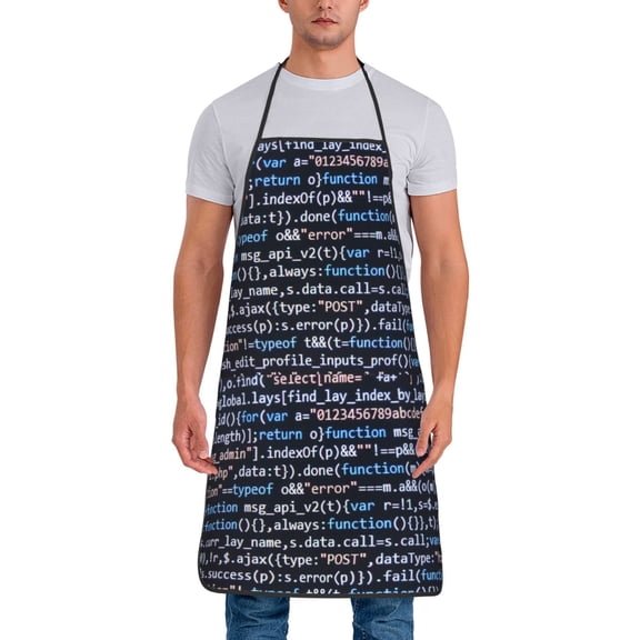 Xecao Function Source Code Print Funny BBQ Chef Aprons for Men Women,Adjustable Kitchen Cooking Aprons with Pocket Waterproof Oil Proof No Pilling Fading