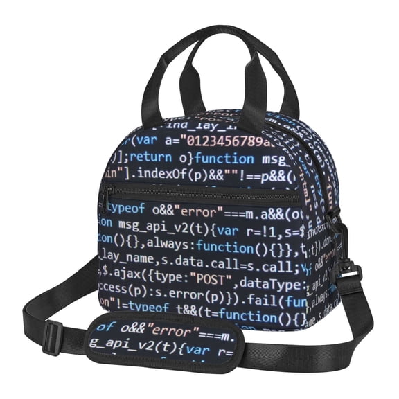Xecao Function Source Code Print Insulated Lunch Box, Lunch Cags Lunch Bag Featuring An Adjustable Shoulder Strap