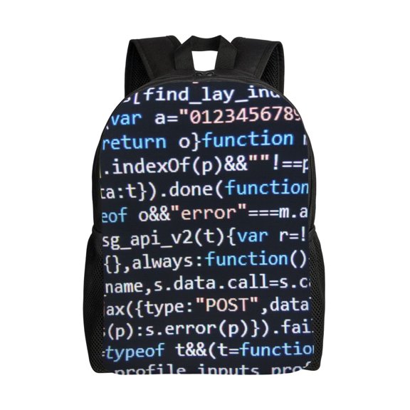 Xecao Function Source Code Print School Backpack with Laptop Compartment Small Travel Laptop Backpack for Women Men Waterproof College Backpack Simple School Bag