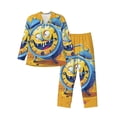 thumbnail image 1 of Xecao Funny Alarm Clock Illustration Print Pajamas Set Mens Pajamas Long Sleeve Loungewear Two-Piece Sleepwear Button-Down Pjs Set,2PJS-Medium, 1 of 7