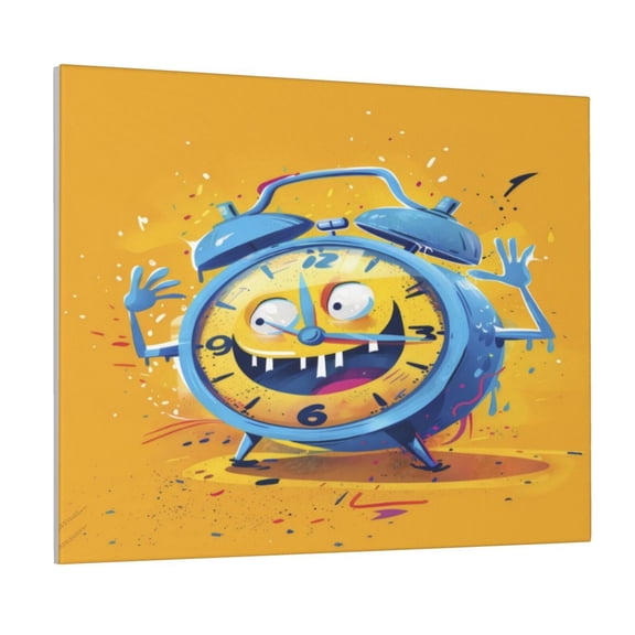 Xecao Funny Alarm Clock Illustration for Waterproof Framed Canvas Art - Modern Home Decor with Real Wood Frame for Gifting and Interior Design,Horizontal