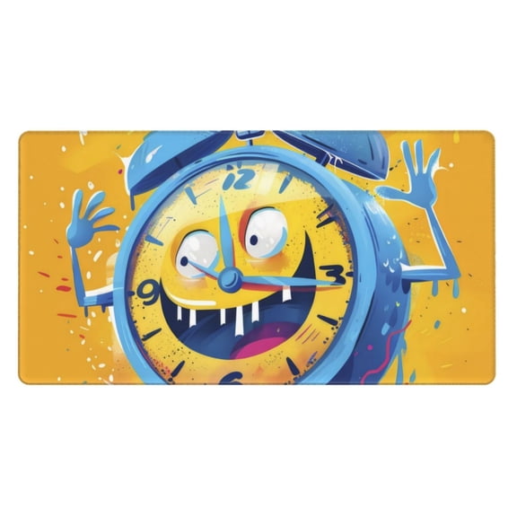 Xecao Funny Alarm Clock Illustration for Waterproof Mouse Pad - Extended Contour Mouse Mat, Large Gaming Mousepad Laptop Keyboard Mat with Non-Slip Rubber Base