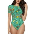thumbnail image 1 of The Xecao Funny Animals in Jungle Women's Crew Neck Body Suit, a short-sleeved bodysuit and basic swimsuit, both comfort and style for dating and daily life, 1 of 9
