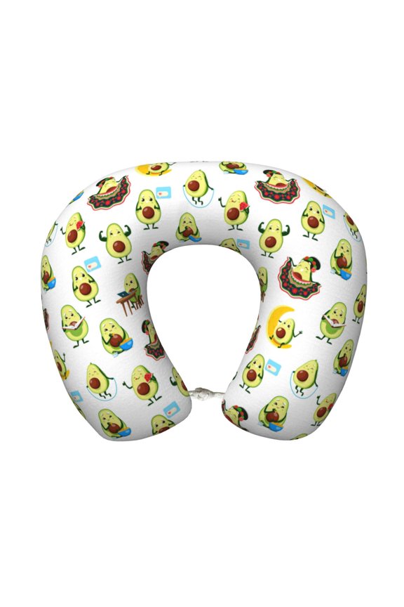 Funny Avocado In Mexican Clothes Print Memory Foam Cervical Neck Pillow Versatile U-Shaped Pillows for Home,Office,Camping,Travelling,Soft Washable Cover