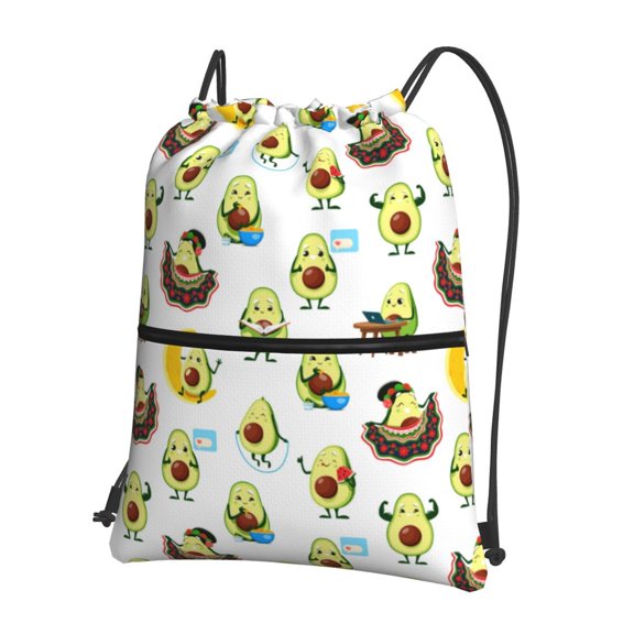 Xecao Funny Avocado In Mexican Clothes for Drawstring Bags,Pull String Backpack Bags,String Bag Sackpack