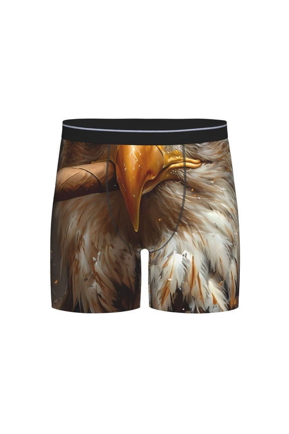Funny Bald Eagle Print Boxer Briefs for Men's Stretch Moisture-Wicking Underwear, Mid-Rise Classics breathable fabric