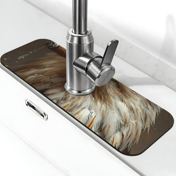 Xecao Funny Bald Eagle for Kitchen Sink Splash Guard Faucet Mat , Faucet Guard & Draining mat, (15" X 5.5" )