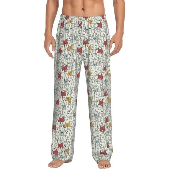 Xecao Funny Cat White Men's Straight Lounge Pajama Pants: The Ultimate in Comfortable Sleepwear