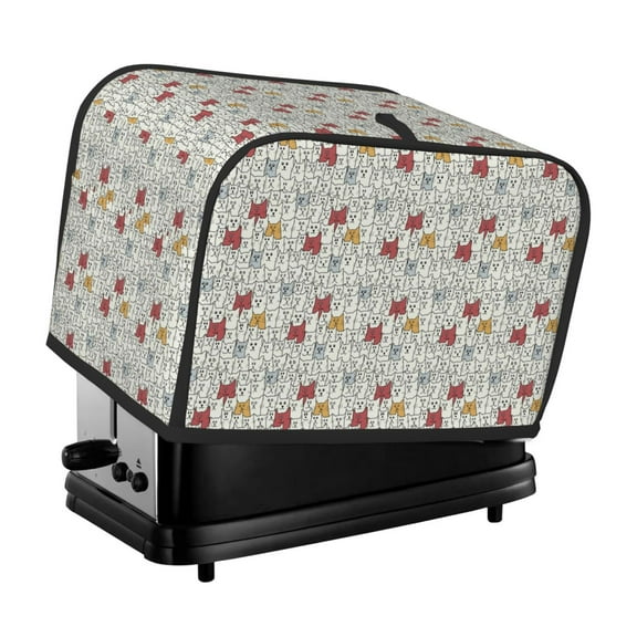 Xecao Funny Cat White Print 2 Slice Toaster Cover with Pockets, Small Appliance Cover, Dust and Fingerprint Protection, Machine Washable