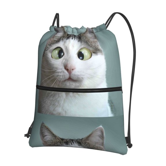 Xecao Funny Cat for Drawstring Bags,Pull String Backpack Bags,String Bag Sackpack