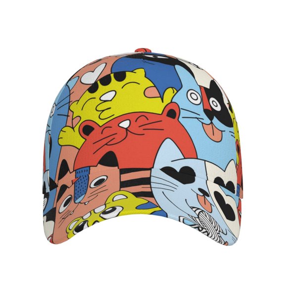 Xecao Funny Cats for Baseball Cap: Unisex, crafted from classic polyester twill fabric, featuring a soft unconstructed design