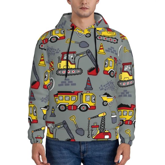 Xecao Funny Construction Pattern Men's Adult Pullover Hoodie,Hooded Sweatshirt-XX-Large