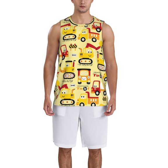 Xecao Funny Construction Vehicles print basketball shirt for both men and women, a unisex basketball jersey perfect for theme parties-Large
